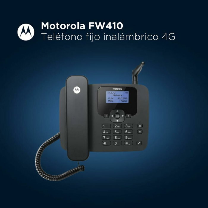 Motorola FW410L Teléfono Fijo 4G con Punto de Acceso Wi-Fi Negro Motorola FW410L Teléfono Fijo 4G con Punto de Acceso Wi-Fi Negro