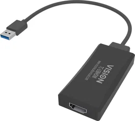 Vision TC-USBHDMI Adaptador Gráfico USB a HDMI con Resolución Full HD 1920 x 1080 Pixeles - Negro