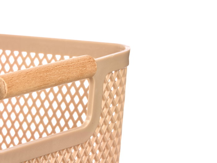 KIPIT Cesta de Plástico con Asa de Bambú Beige KIPIT Cesta de Plástico con Asa de Bambú Beige