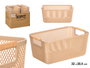 KIPIT Cesta de Plástico con Asa de Bambú Beige