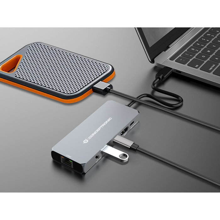 Conceptronic DONN22G Docking Station USB4 6 en 1 HDMI 8K 2,5GbE 100W PD Gris Conceptronic DONN22G Docking Station USB4 6 en 1 HDMI 8K 2,5GbE 100W PD Gris
