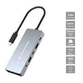 Conceptronic Docking Station USB4 6 en 1 con HDMI 8K 60Hz, Ethernet 2.5GbE, 100W PD, USB-C/USB-A 10Gbps, Audio 3.5mm para Laptop, Tablet, Smartphone