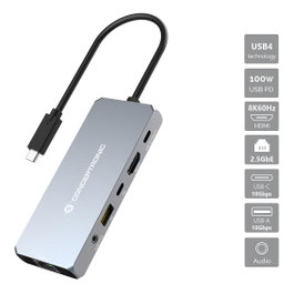 Conceptronic Estación de Acoplamiento USB-C 6 en 1 DONN22G 8K 2,5GbE