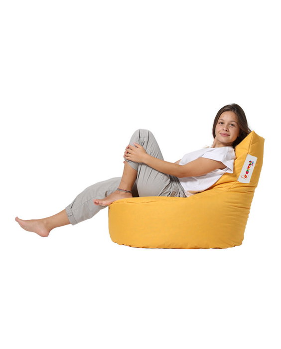 Atelier Del Sofa Puf de Jardín Baton Yellow, Impermeable, Tela de Poliéster, Relleno Espuma Reciclada, 70x70x35 cm