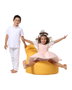 Atelier Del Sofa Puf de Jardín Baton Yellow, Impermeable, Tela de Poliéster, Relleno Espuma Reciclada, 70x70x35 cm