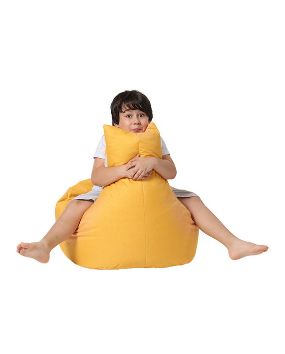 Atelier Del Sofa Puf de Jardín Baton Yellow, Impermeable, Tela de Poliéster, Relleno Espuma Reciclada, 70x70x35 cm