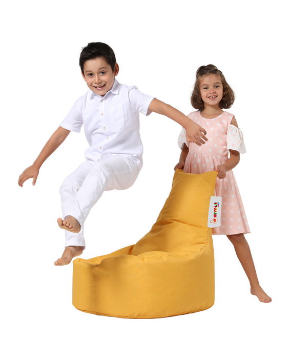 Atelier Del Sofa Puf de Jardín Baton Yellow, Impermeable, Tela de Poliéster, Relleno Espuma Reciclada, 70x70x35 cm