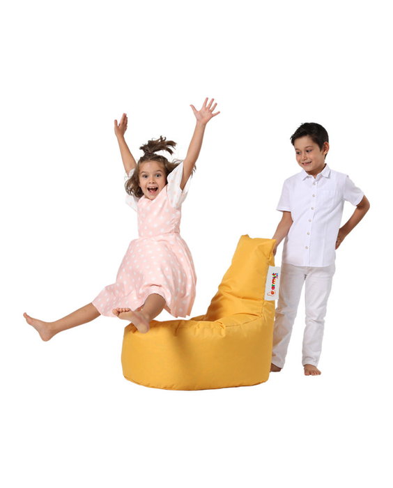 Atelier Del Sofa Puf de Jardín Baton Yellow, Impermeable, Tela de Poliéster, Relleno Espuma Reciclada, 70x70x35 cm