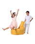 Atelier Del Sofa Puf de Jardín Baton Yellow, Impermeable, Tela de Poliéster, Relleno Espuma Reciclada, 70x70x35 cm