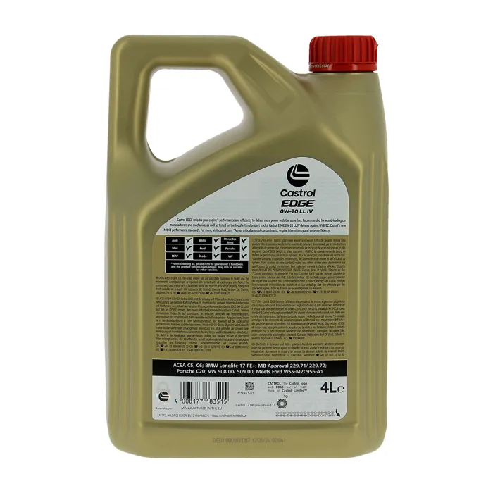 Castrol EDGE 0W-20 LL IV Aceite de Motor - 5L Castrol EDGE 0W-20 LL IV Aceite de Motor - 5L