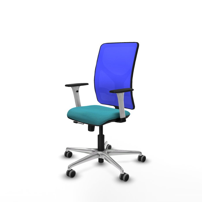 PIQUERAS Y CRESPO Silla de oficina Motilla con mecanismo Sincro/Traslack, Tela Turquesa y Malla Azul PIQUERAS Y CRESPO Silla de oficina Motilla con mecanismo Sincro/Traslack, Tela Turquesa y Malla Azul