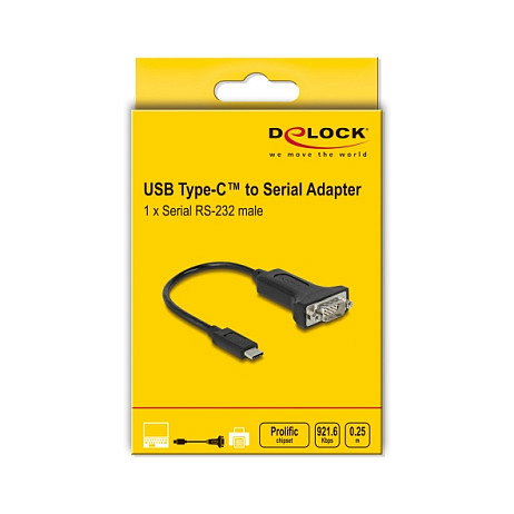DeLOCK Adaptador USB Tipo-C™ a 1 x Serial RS-232 D-Sub 9 Pin con tuercas 25 cm DeLOCK Adaptador USB Tipo-C™ a 1 x Serial RS-232 D-Sub 9 Pin con tuercas 25 cm