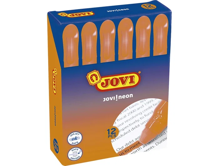 Jovi Marcador de Cera Gel Fluorescente Naranja - Caja de 12 Unidades