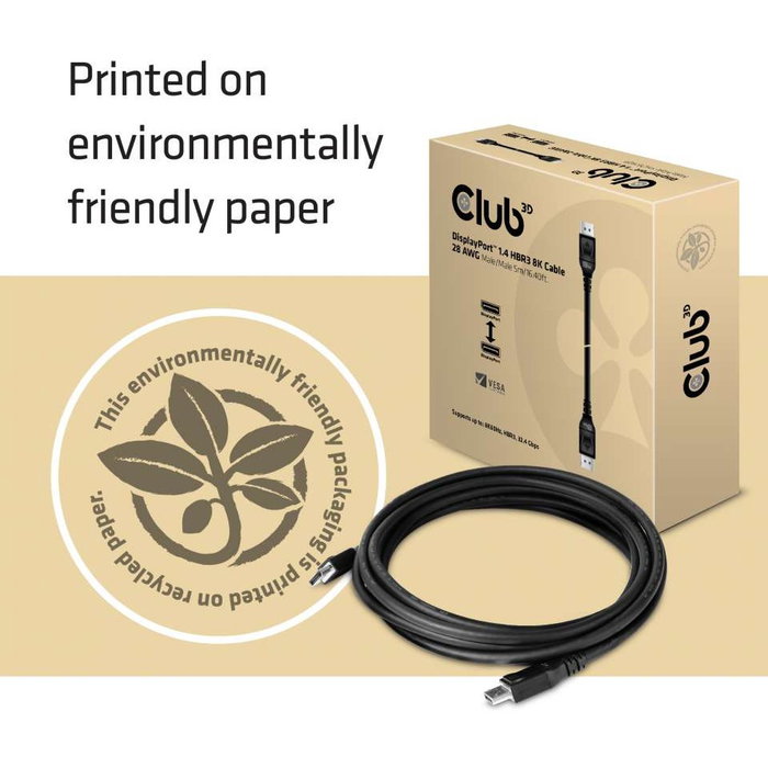 Club 3D DisplayPort 1.4 HBR3 Cable 5m 8K60Hz 32.4Gb/s Macho a Macho Club 3D DisplayPort 1.4 HBR3 Cable 5m 8K60Hz 32.4Gb/s Macho a Macho
