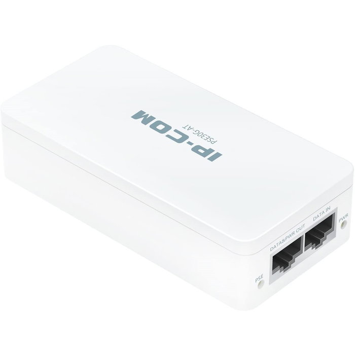 IP-COM Inyector PoE Gigabit PSE30G-AT - 30W, IEEE802.3af/at, 2 Puertos RJ45 (Data In & PoE Data/Power Out), Plug and Play, Protección Contra Cortocircuitos