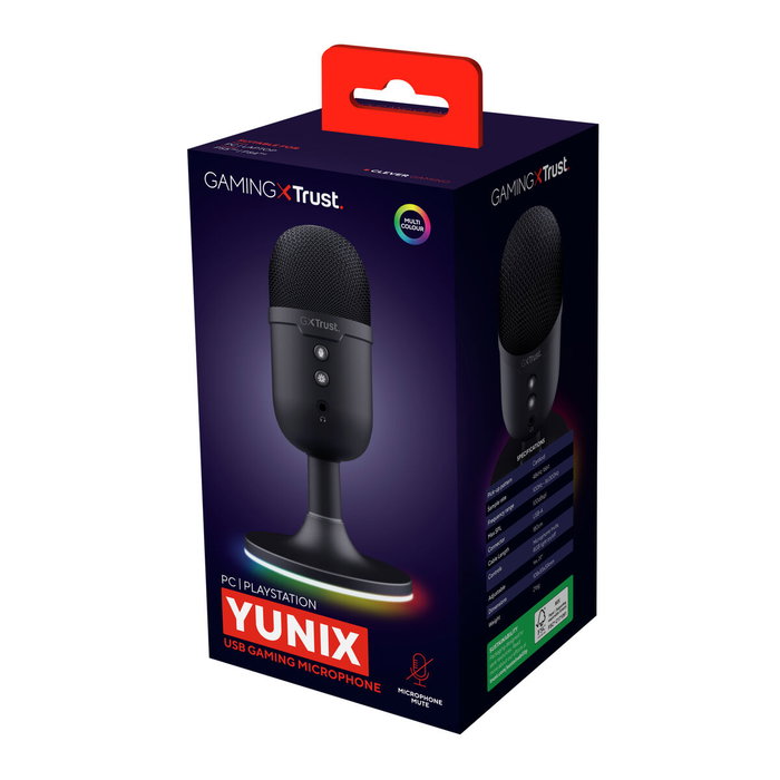 Trust GXT 234P Yunix Micrófono de superficie para mesa Negro con RGB Trust GXT 234P Yunix Micrófono de superficie para mesa Negro con RGB
