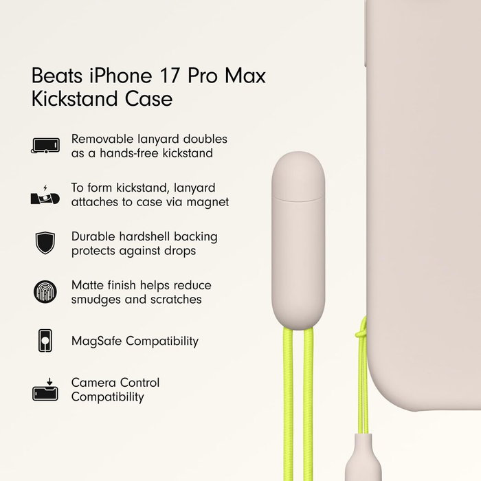 Apple Beats Kickstand Case para iPhone 17 Pro Max con MagSafe, Color Piedra Caliza