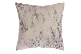 DKD Home Decor Cojines de Terciopelo Flores Beige y Gris (Pack de 2)