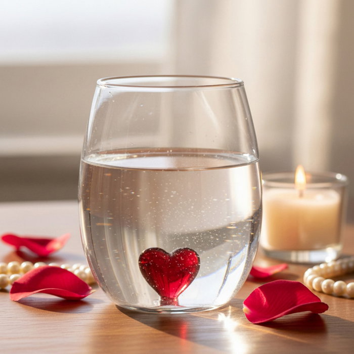 Home Deco Factory Vaso Vidrio Figura Secret Glass 400 ml Corazón Lazo Labios Borosilicatado