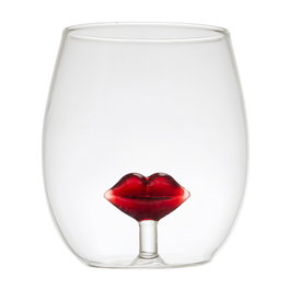 Home Deco Factory Vaso Vidrio Figura Secret Glass 400 ml Corazón Lazo Labios Borosilicatado