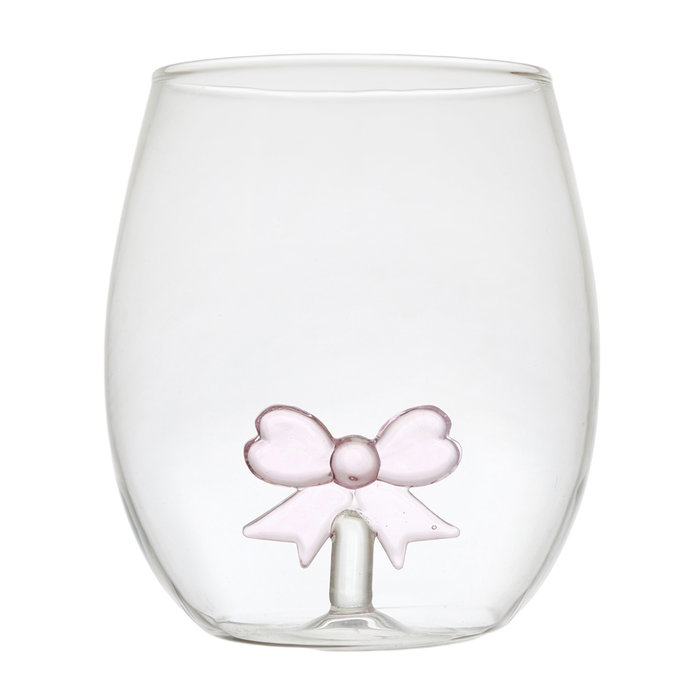 Home Deco Factory Vaso Vidrio Figura Secret Glass 400 ml Corazón Lazo Labios Borosilicatado