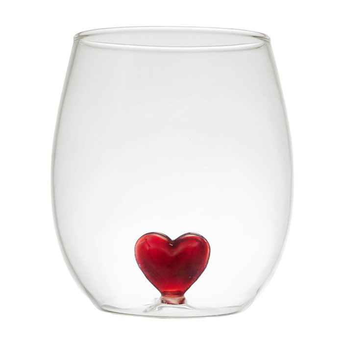 Home Deco Factory Vaso Vidrio Figura Secret Glass 400 ml Corazón Lazo Labios Borosilicatado