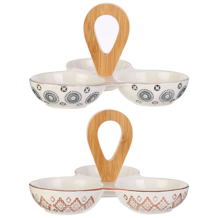Home Deco Factory Plato Bol 3 Departamentos Con Asa Mirage Ideal Aperitivos