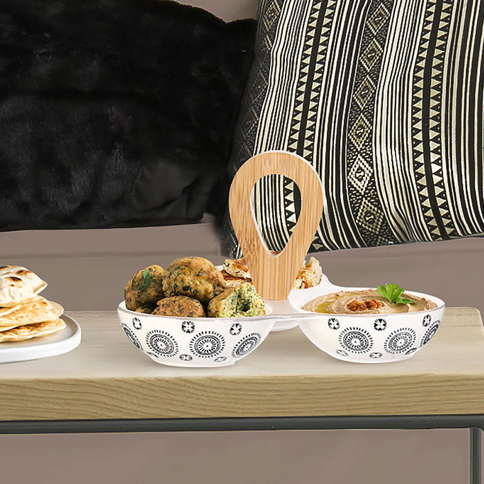 Home Deco Factory Plato Bol 3 Departamentos Con Asa Mirage Ideal Aperitivos