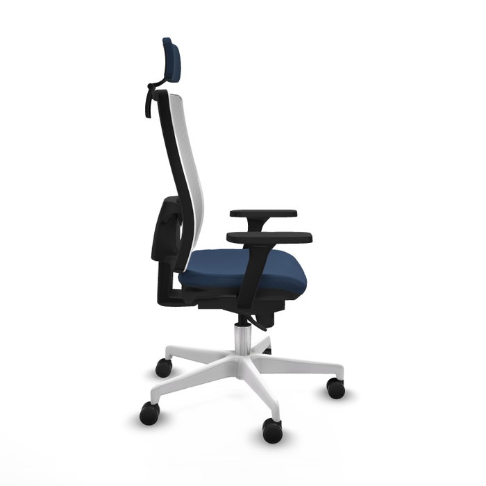 PIQUERAS Y CRESPO Silla de oficina Horna con mecanismo Sincro, Azul marino y Blanco