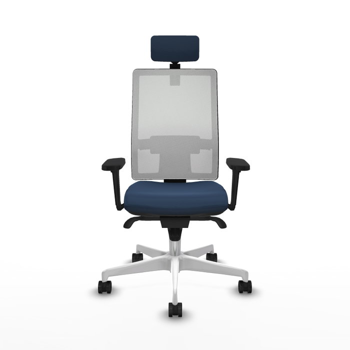 PIQUERAS Y CRESPO Silla de oficina Horna con mecanismo Sincro, Azul marino y Blanco