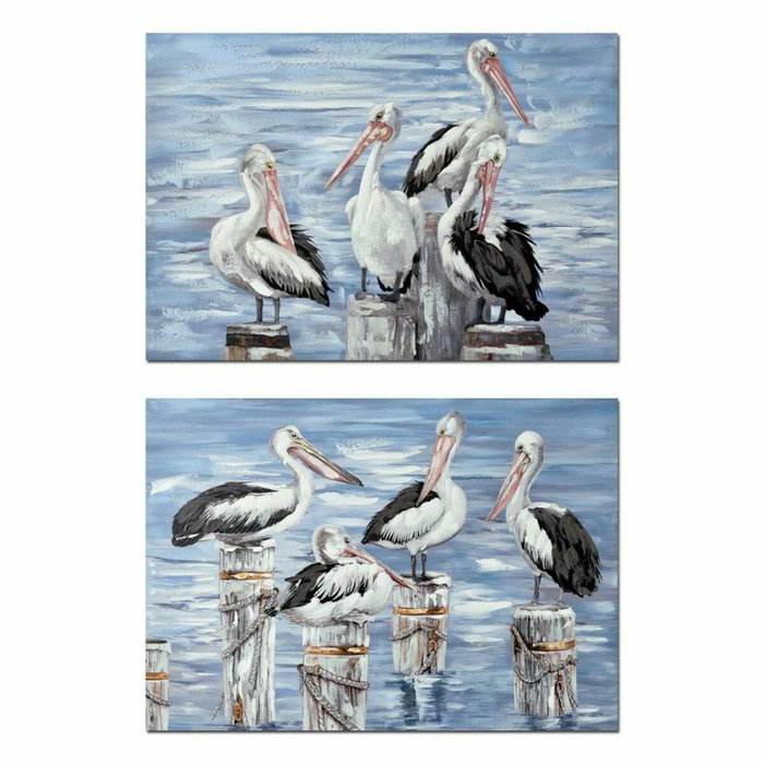 DKD Home Decor Cuadro Lienzo MDF Pelícanos Surtido de 2 Piezas 100x70x3 cm DKD Home Decor Cuadro Lienzo MDF Pelícanos Surtido de 2 Piezas 100x70x3 cm