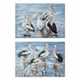 DKD Home Decor Cuadro Lienzo MDF Pelícanos Surtido de 2 Piezas 100x70x3 cm