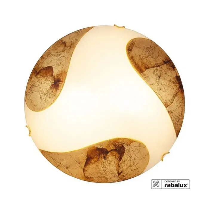 RABALUX RAB-1942 Lámpara de Techo Art Gold 2xE27 IP20 Blanca y Dorada Pintada a Mano Metal Cristal 40cm RABALUX RAB-1942 Lámpara de Techo Art Gold 2xE27 IP20 Blanca y Dorada Pintada a Mano Metal Cristal 40cm