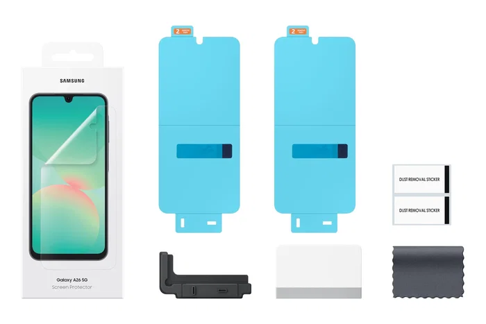 Samsung EF-UA266 Protector de Pantalla para Galaxy A26 5G | Transparente, Anti-Rayones, Anti-Huellas | Incluye Kit de Limpieza y Guía de Aplicación