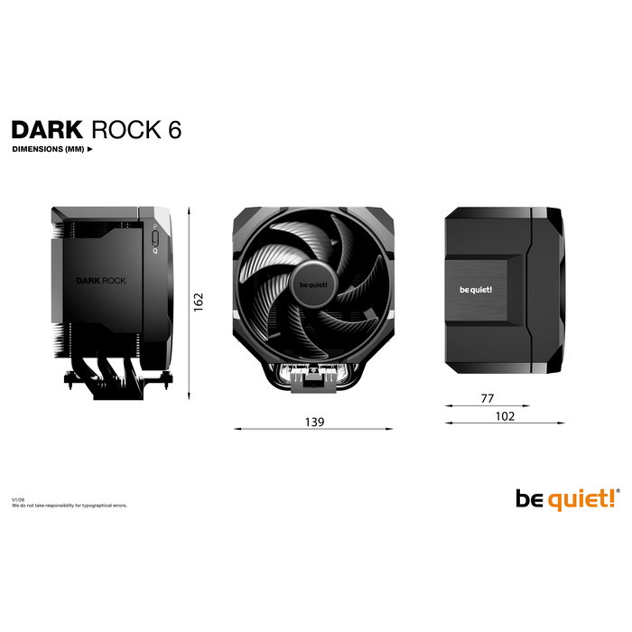 be quiet! Dark Rock 6 Refrigerador de aire CPU para AMD AM5, AM4 e Intel LGA 1851/1700/1200/1151/1155/1150, 220W TDP, Negro be quiet! Dark Rock 6 Refrigerador de aire CPU para AMD AM5, AM4 e Intel LGA 1851/1700/1200/1151/1155/1150, 220W TDP, Negro