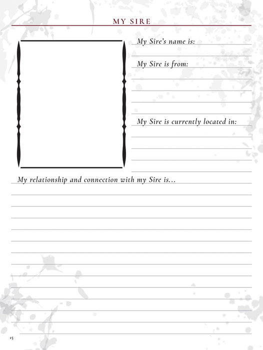 Vampire: The Masquerade 5th Edition RPG Diario Expanded Character Sheet Journal *Edición Inglés*
