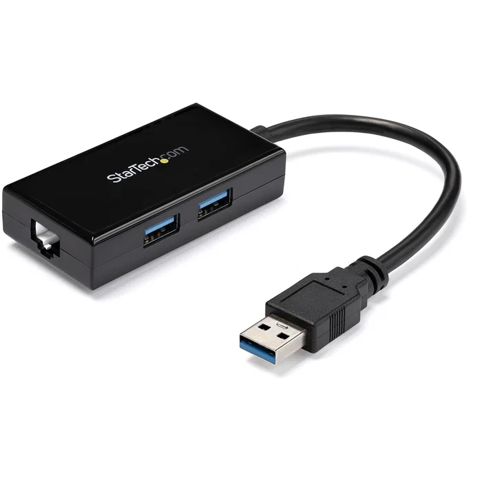 StarTech.com Adaptador de Red Ethernet Gigabit USB 3.0 Externo con Concentrador USB de 2 Puertos, Negro StarTech.com Adaptador de Red Ethernet Gigabit USB 3.0 Externo con Concentrador USB de 2 Puertos, Negro