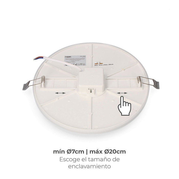 *ult.unidades* downlight led superficie/empotrable 24w 1680lm 6500k luz fria enclavamiento regulable ø23x4cm edm