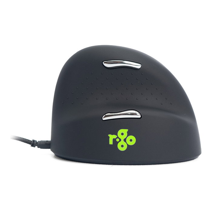 R-Go R-Go HE Break Ratón Ergonómico para Mano Derecha, Óptico 2400 DPI, USB, Negro, Software de Pausa, Cable 1.82 m, Tamaño Mediano (175-195 mm), Retail