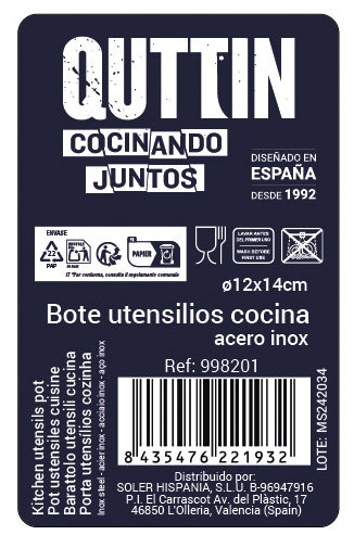 Quttin Bote Utensilios Inoxidable 12 cm x 14 cm (12 Unidades)