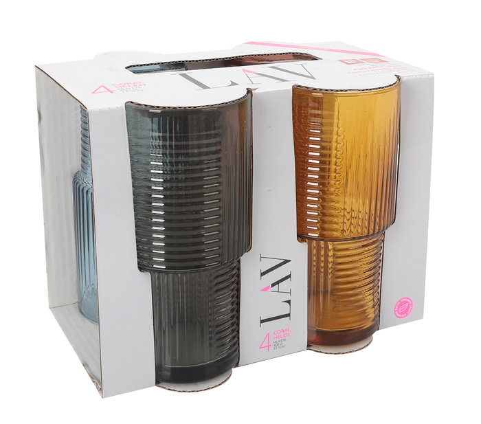 LAV Set 4 Vasos Helen 400 cc Color (7 x 14,3 x 7 cm) (6 Cajas)