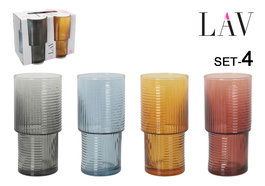LAV Set 4 Vasos Helen 400 cc Color (7 x 14,3 x 7 cm) (6 Cajas)