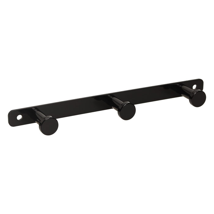 Emuca Colgador de pared Hamilton, 3 percheros, Pintado negro, Acero