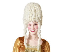 Peluca Blanca De Época Con Tirabuzones Para Adulto - Ideal Teatro Carnaval Eventos Históricos