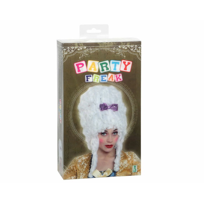 atosa Peluca Blanca Barroca de Época para Adulto con Tirabuzones, Estilo Nobiliario para Teatro y Carnaval