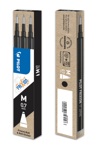 Pilot Pack de 3 recambios FriXion Ball negro punta 0,7 mm