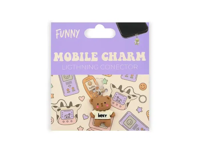 Wondee Charm Protector para Puertos USB-C/Lightning Funny Bear - Accesorio Decorativo y Protector de Polvo para Móvil 30x10x20 mm Wondee Charm Protector para Puertos USB-C/Lightning Funny Bear - Accesorio Decorativo y Protector de Polvo para Móvil 30x10x20 mm
