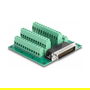 DeLOCK Conector D-Sub HD 44 Pines Macho a Bloque de Terminales para Carril DIN, 84 x 86 x 30 mm, Verde, -40 a 100°C, 24-12 AWG