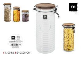 La Mediterranea Tarro de Vidrio con Tapón de Acacia 1300ml (12 Unidades)