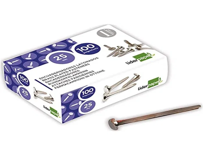 Liderpapel Encuadernadores niquelados n.5 25 mm caja de 100 unidades
